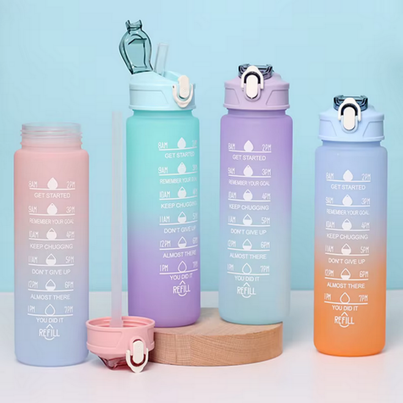 Smart Water Bottle Tracker - Sports Water Bottle with Time-Tracking Straw